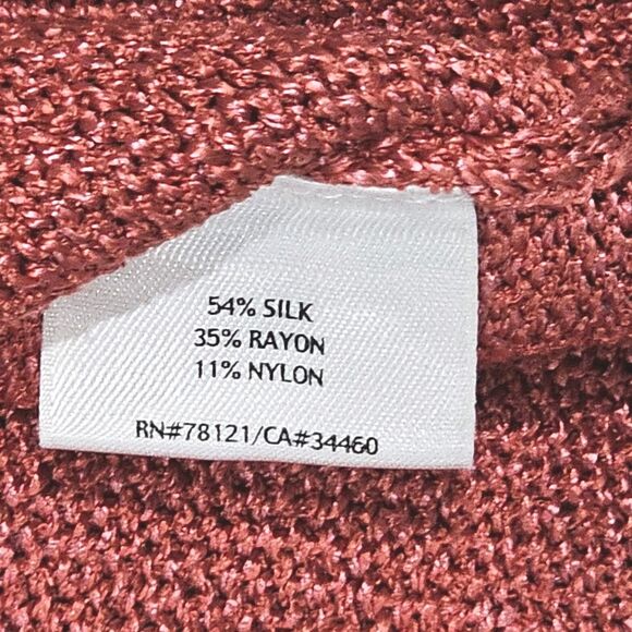 NWOT Eileen Fisher XL Coral Knit Cardigan Sweater Silk/Linen Luxury Lagenlook - Picture 6 of 7